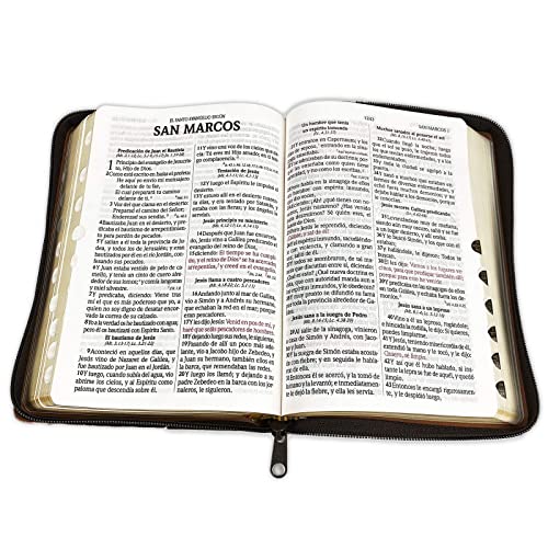 Biblia Letra Grande Tamaño Manual con Cierre Imitacion Piel Marron con Concordancia e Index Reina Valera 1960
