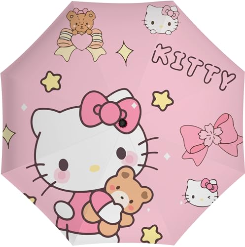 OIDOJHID Cute Anime Kitty Umbrella Anime Manual Open Folding Umbrella Suitable for Travel Lightweight Portable Parasol Gift for Girls (Kitty)