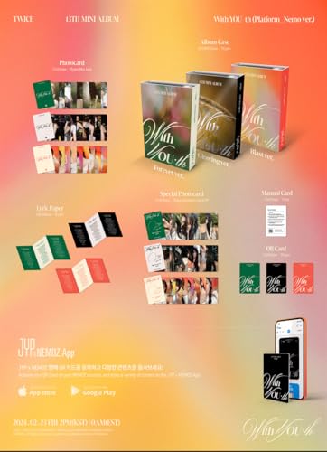 TWICE With YOU-th 13th Mini Album NEMO Random Version Case+1p QR Card+9p PhotoCard+1p Lyric Paper+1p Special PhotoCard+1ea Manual Card+Tracking Sealed