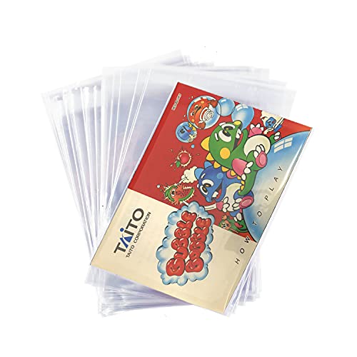 ASTONEY 100 PCS Transparent Plastic Self-Adhesive Protective Sleeve OPP Insert Bags for Nintendo Entertainment System/NES Instruction Booklet Manual