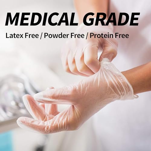 Supmedic Basic Clear Vinyl Exam Gloves, Powder-Free Latex-Free Food Safe Cooking Cleaning Disposable Medical Glove, 100Pcs (Medium)