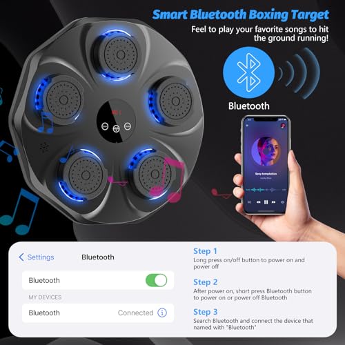 TGLLM Music Boxing Machine with Boxing Gloves, Wall Mounted Smart Bluetooth Music Boxing Trainer, Electronic Boxing Target Workout Punching Equipment for Home, Indoor and Gym