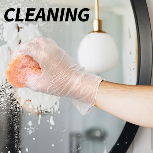 Supmedic Basic Clear Vinyl Exam Gloves, Powder-Free Latex-Free Food Safe Cooking Cleaning Disposable Medical Glove, 100Pcs (Medium)