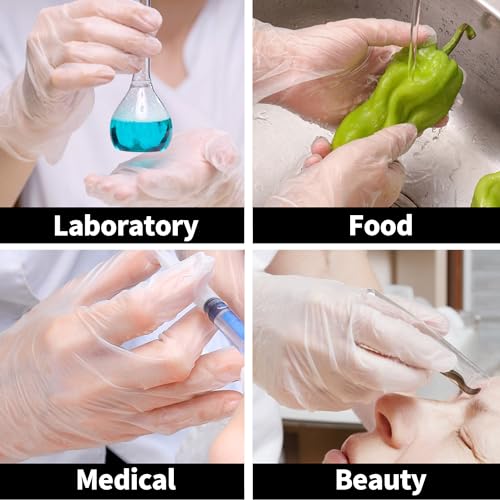 Supmedic Basic Clear Vinyl Exam Gloves, Powder-Free Latex-Free Food Safe Cooking Cleaning Disposable Medical Glove, 100Pcs (Medium)