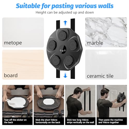TGLLM Music Boxing Machine with Boxing Gloves, Wall Mounted Smart Bluetooth Music Boxing Trainer, Electronic Boxing Target Workout Punching Equipment for Home, Indoor and Gym
