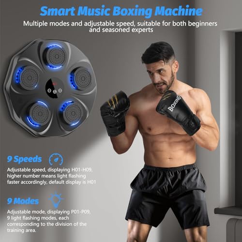 TGLLM Music Boxing Machine with Boxing Gloves, Wall Mounted Smart Bluetooth Music Boxing Trainer, Electronic Boxing Target Workout Punching Equipment for Home, Indoor and Gym