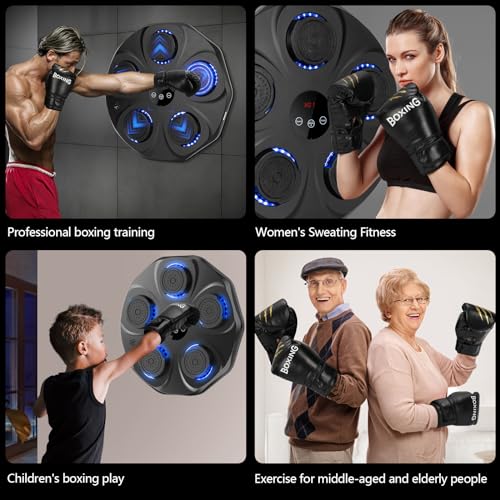 TGLLM Music Boxing Machine with Boxing Gloves, Wall Mounted Smart Bluetooth Music Boxing Trainer, Electronic Boxing Target Workout Punching Equipment for Home, Indoor and Gym