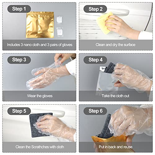 ALASMOYER 2 Pack Nano Sparkle Cloth for Car Scratches, Nano Magic Cloth Scratch Remover with Disposable Gloves, Easily Repair Paint Scratches and Water Spots, Gray