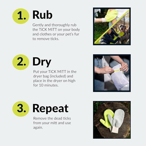 TiCK MiTT Yellow Tick Defense Glove - Protective Tool for Humans and Pets - Safely Handle Ticks with Ease - Durable, Comfortable, and Easy to Use Tick Management Glove