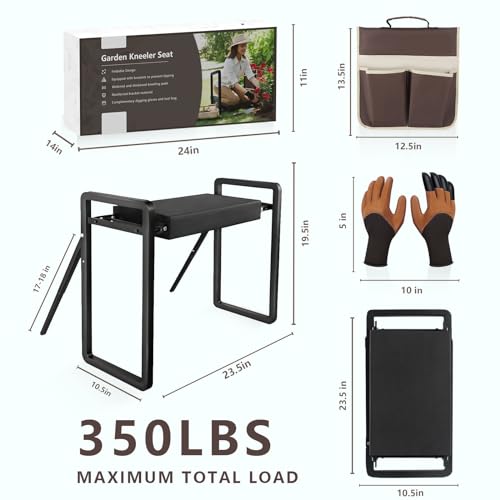 Onadak Upgraded Garden Kneeler and Seat,Foldable Garden Stool Heavy Duty Gardening Bench,Garden Kneelers for Seniors,Great Gardening Gifts for Women and Men, Bench Comes with Tool Pouch & Gloves
