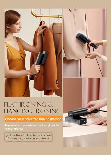 Steamer for Clothes, Portable Handheld Garment Steamer for Fabric Wrinkles Remover, 15s Fast Heat-up, 90ml Water Tank with Heat-Resistant Gloves, Convenient clothes steamer for Home, Office and Travel