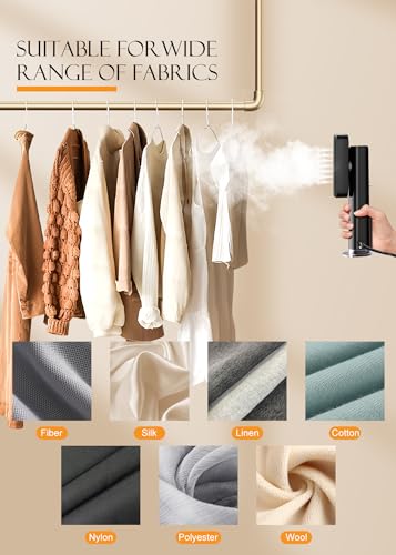 Steamer for Clothes, Portable Handheld Garment Steamer for Fabric Wrinkles Remover, 15s Fast Heat-up, 90ml Water Tank with Heat-Resistant Gloves, Convenient clothes steamer for Home, Office and Travel
