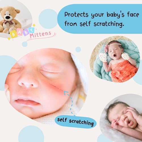 RATIVE Newborn Baby Cotton Gloves Sleep Sleeping No Scratch Mitten Mittens Mitts Set for 0-3 0-6 Months Boy Boys Girl Girls (6 Pairs/MB-67)