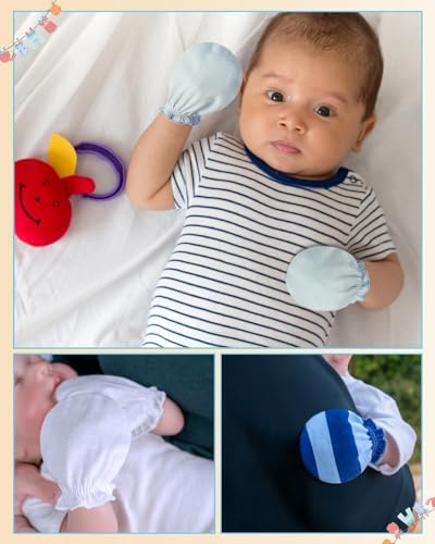 RATIVE Newborn Baby Cotton Gloves Sleep Sleeping No Scratch Mitten Mittens Mitts Set for 0-3 0-6 Months Boy Boys Girl Girls (6 Pairs/MB-67)