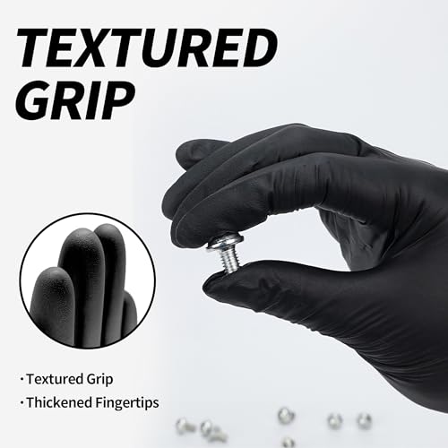 Supmedic Basic Vinyl Exam Gloves, 4 Mil Powder-Free Latex-Free Food Grade Disposable Medical Glove, Black 100Pcs (Large)