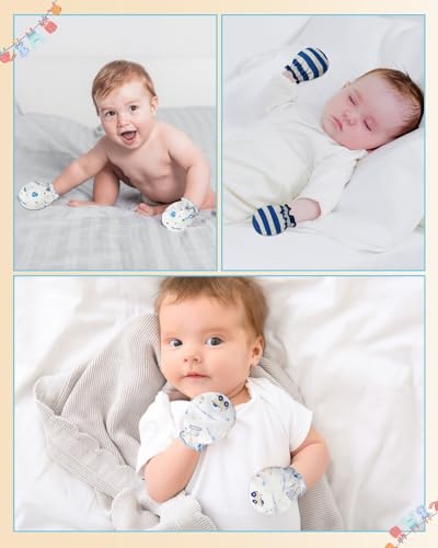 RATIVE Newborn Baby Cotton Gloves Sleep Sleeping No Scratch Mitten Mittens Mitts Set for 0-3 0-6 Months Boy Boys Girl Girls (6 Pairs/MB-67)
