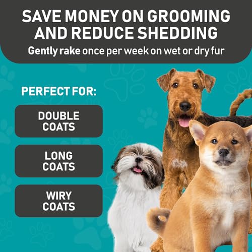 Maxpower Planet Pet Grooming Brush and 2X Grooming Gloves Combo - Double Sided Dematting, Deshedding Undercoat Rake for Dogs - Cat Brush, Dog Brush Shedding, Pet Brush - Reduce Shedding Easily - Blue