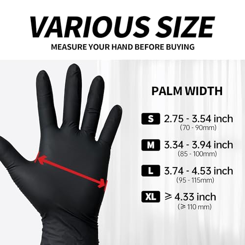 Supmedic Basic Vinyl Exam Gloves, 4 Mil Powder-Free Latex-Free Food Grade Disposable Medical Glove, Black 100Pcs (Large)