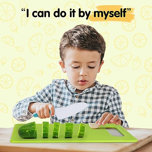 28PCS Toddler Knife Set - Kids Knifes for Real Cooking, Wooden Kids Kitchen Knife Set with Gloves Cutting Board Fruit Vegetable Crinkle Cutters Plastic Kid Safe Knives, Toddlers Kitchen Tools