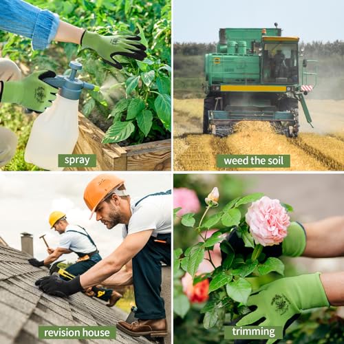 Pleneal Gardening Gloves for Women Men - 6 Pairs Breathable Garden Gloves with Grip, Latex Coated Outdoor Working Gloves for Lawn Yard, Medium Size Fits Most