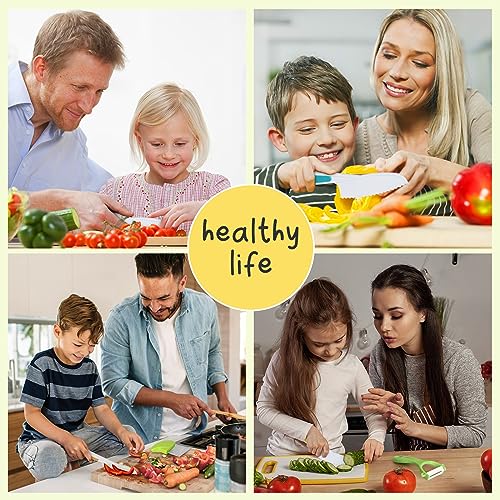 28PCS Toddler Knife Set - Kids Knifes for Real Cooking, Wooden Kids Kitchen Knife Set with Gloves Cutting Board Fruit Vegetable Crinkle Cutters Plastic Kid Safe Knives, Toddlers Kitchen Tools