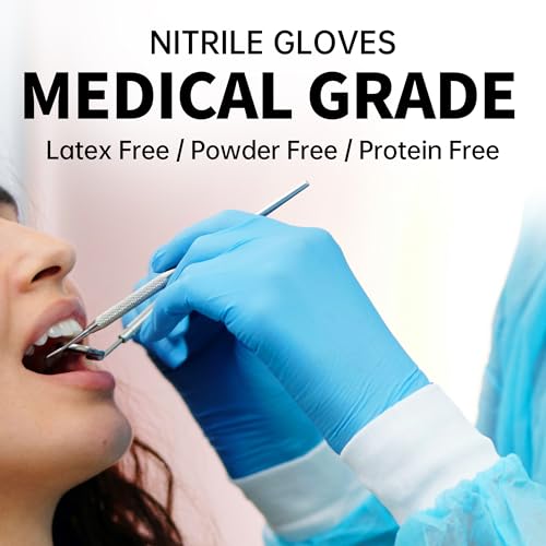 Supmedic Basic Medical Nitrile Exam Gloves, Powder-Free Latex-Free Non-Sterile Food Safe Disposable Glove, Blue 100pcs (Medium)