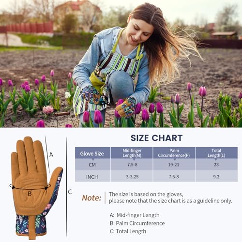 Pleneal Gardening Gloves for Women - Leather Garden Gloves Thorn Proof, Outdoor Protective Working Gloves for Weeding