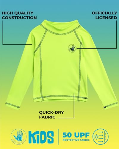 Body Glove Toddlers Boys Rash Guard Shirt – UPF 50+ Quick Dry Sun and Sand Protection Swim Shirt – Swimwear for Babies, 2T-4T, Size 4T, Lime Long Sleeve