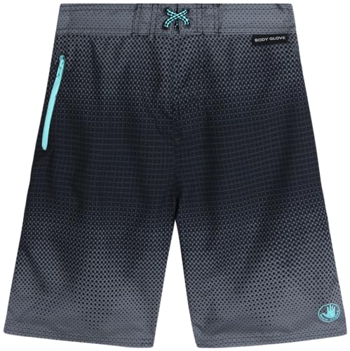 Body Glove Boys' Swim Trunks - UPF 50+ Quick-Dry Board Shorts Bathing Suit (Size: 8-18), Size 14-16, Black Grey Dots