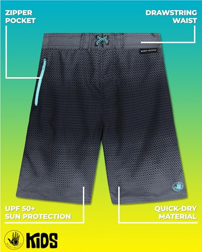 Body Glove Boys' Swim Trunks - UPF 50+ Quick-Dry Board Shorts Bathing Suit (Size: 8-18), Size 14-16, Black Grey Dots