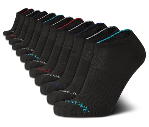 Body Glove Men's Socks - 12 Pack Performance Cushion Athletic No Show Ankle Socks - Low Cut Running Socks for Men, Size 6-12, Black/Grey