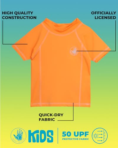 Body Glove Toddlers Boys Rash Guard Shirt - UPF 50+ Quick Dry Sun and Sand Protection Swim Shirt - Swimwear for Babies, 2T-4T, Size 4T, Orange Short Sleeve