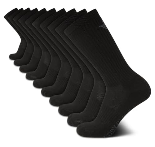 Body Glove Men's Socks - 10 Pack Performance Cushion Athletic Crew Socks - Crew Cut Running Socks for Men, Size Mens Shoe Size: 6-12, Black