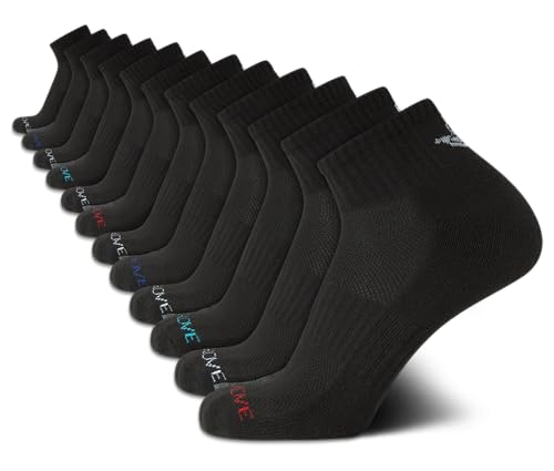 Body Glove Men's Socks - 12 Pack Performance Cushion Athletic Quarter Cut Socks - Running Socks for Men, Size 6-12, Black/Grey
