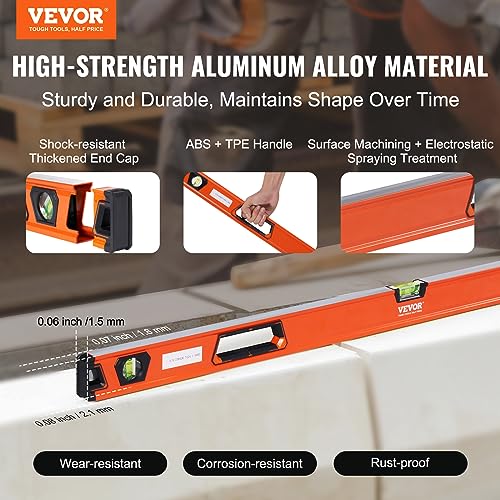 VEVOR Magnetic Torpedo Level Set, Aluminum Alloy Woodworking Tool