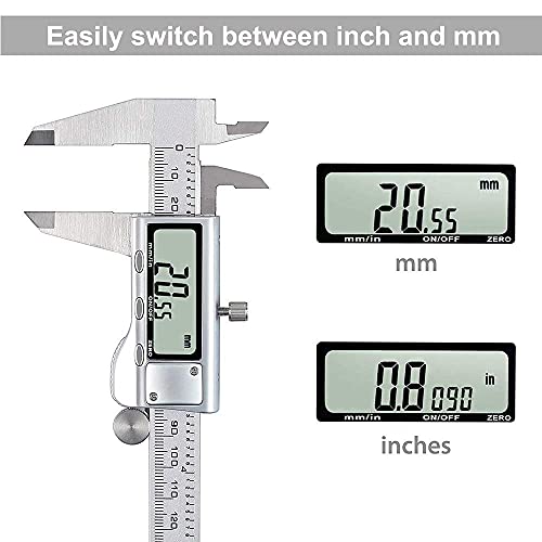 Digital Caliper with Stainless Steel, LCD Screen (6 Inch/150mm)