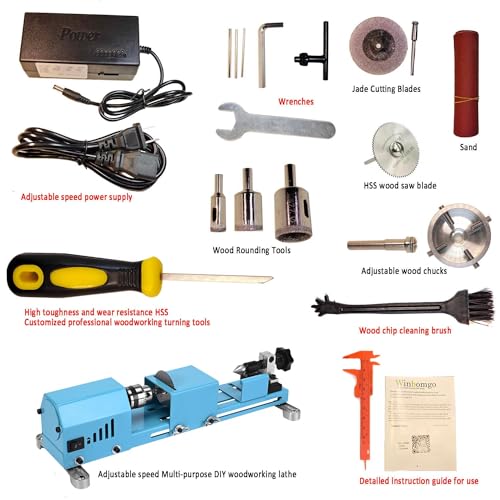 Multipurpose Mini Wood Lathe with Professional Accessories