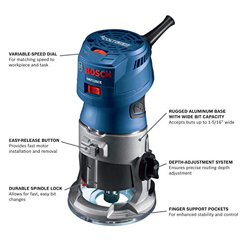 Bosch GKF125CEN Variable-Speed Palm Router Tool