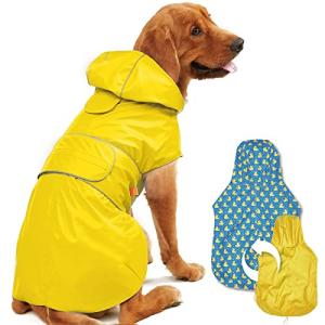 Reversible Waterproof Dog Raincoat with Leash Hole