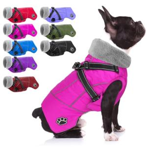 Reflective Waterproof Dog Coat with Harness