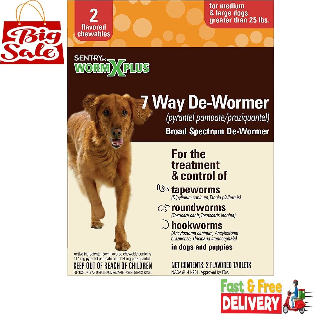 7 Way De-Wormer for Medium & Large Dogs, 2 Count
