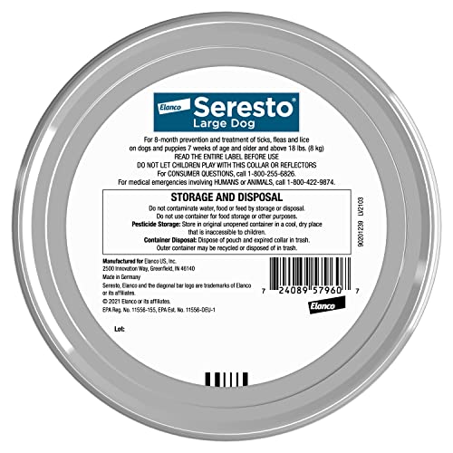 Seresto Large Dog Flea & Tick Collar | 8-Month Protection