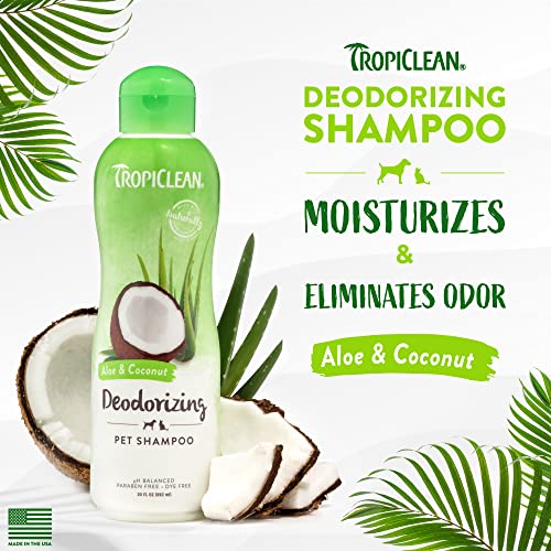 TropiClean Aloe & Coconut Dog Shampoo | Odor Control | Natural | 20 oz