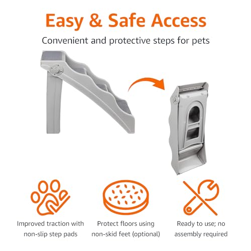 Foldable Steps for Dogs and Cats, Grey, 14.6"X24.82"X19.5