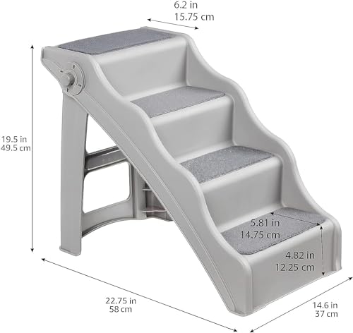 Foldable Steps for Dogs and Cats, Grey, 14.6"X24.82"X19.5