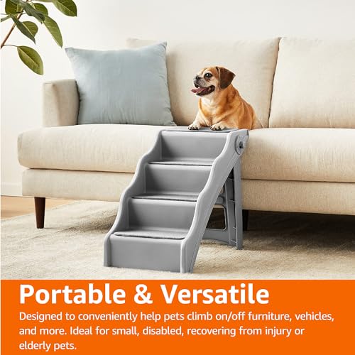 Foldable Steps for Dogs and Cats, Grey, 14.6"X24.82"X19.5