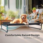 Large Black Cooling Elevated Dog Bed for Outdoor Use