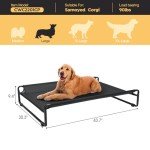 Large Black Cooling Elevated Dog Bed for Outdoor Use