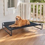 Large Black Cooling Elevated Dog Bed for Outdoor Use