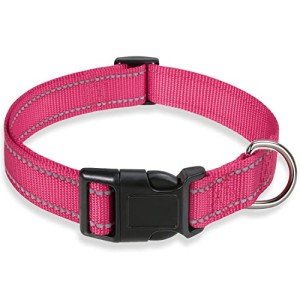Adjustable Pink Reflective Dog Collar for All Sizes